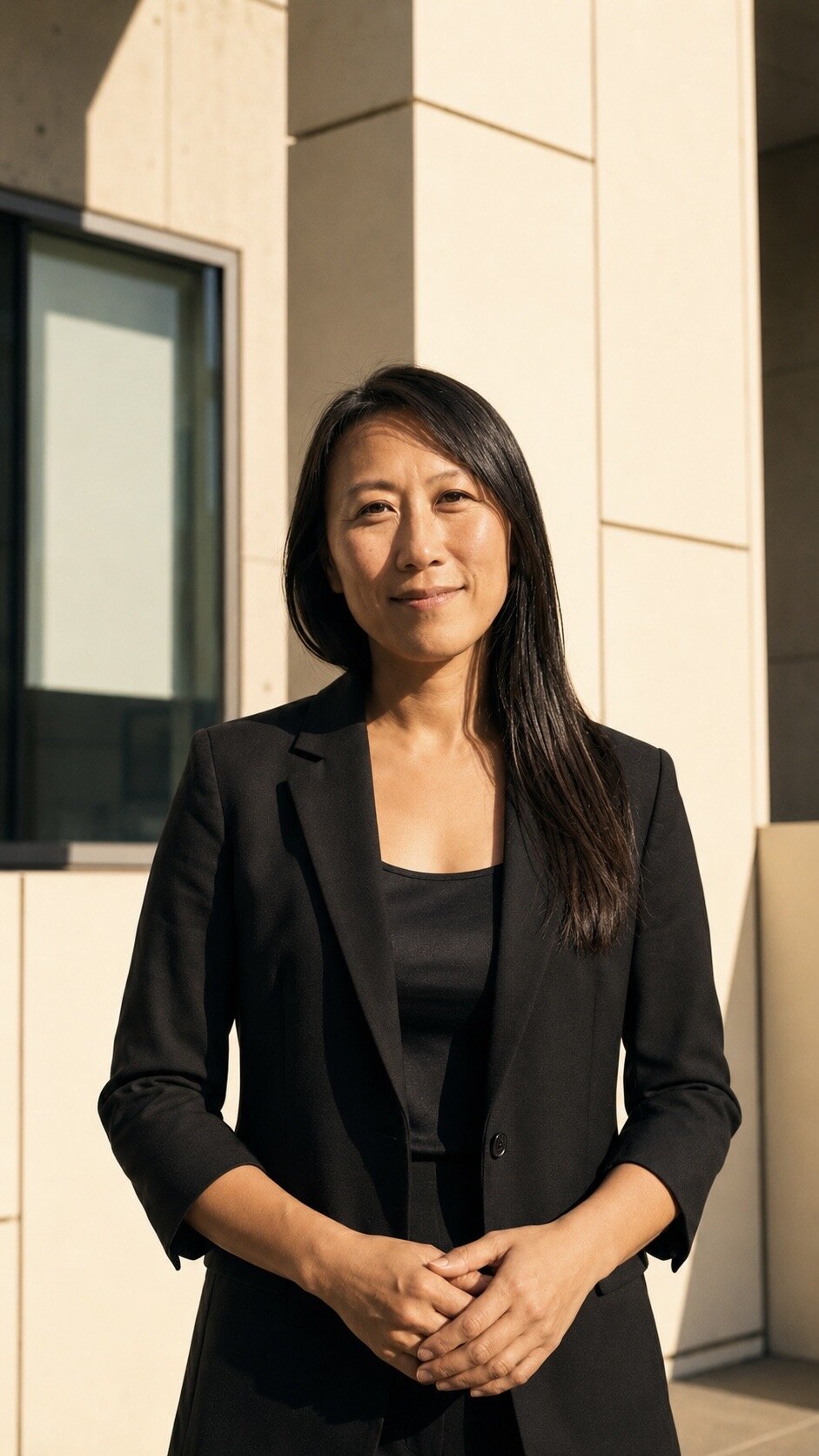 Natasha Fong in golden light, looking directly at the camera